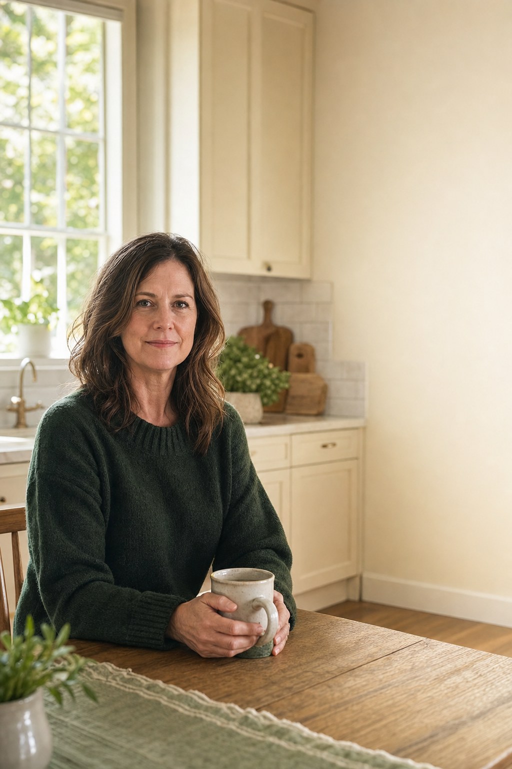 Portrait placeholder for Greta Haverlund in a sunlit kitchen